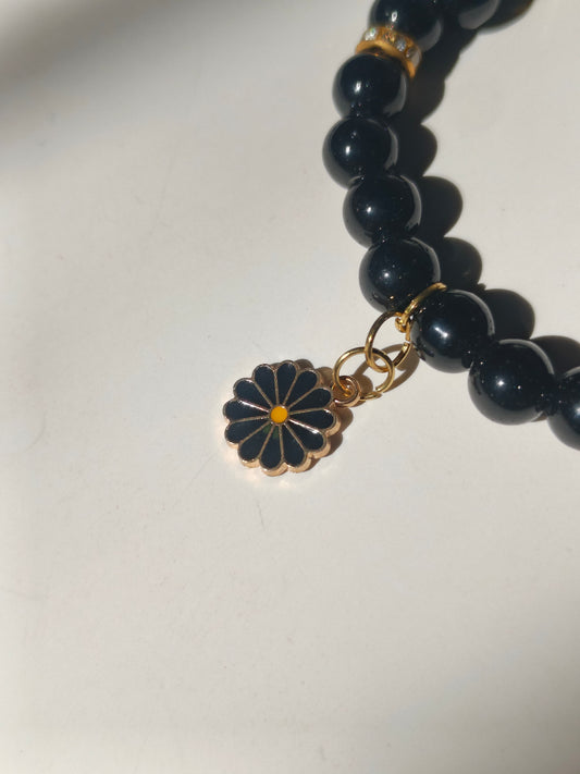 Midnight Bloom Beaded Bracelet