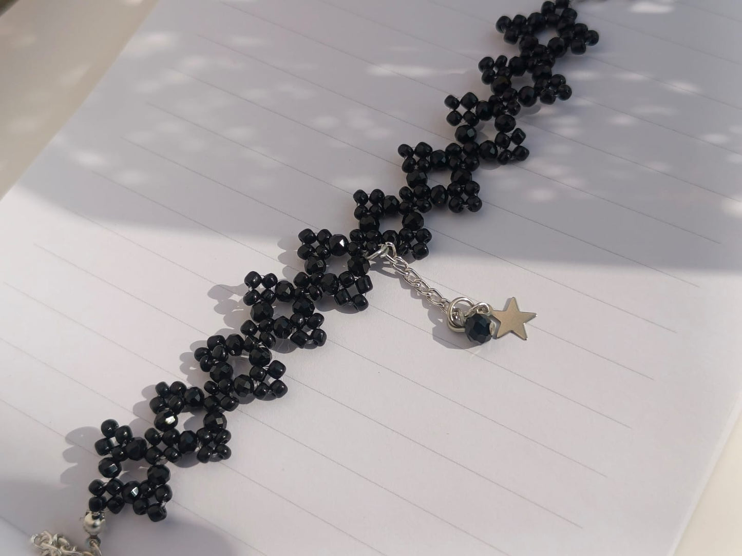 Midnight star beaded choker