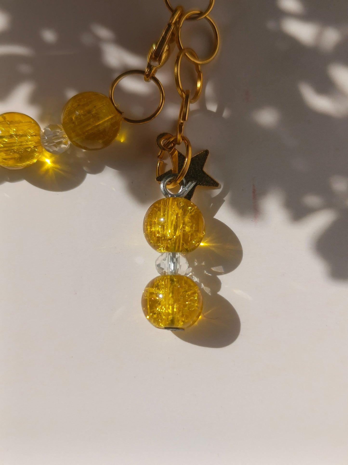 Yellow white bow Beaded Bracelet