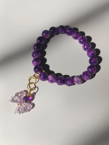 Purple bow beaded set