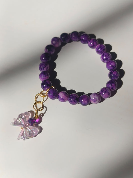 Purple bow beaded set