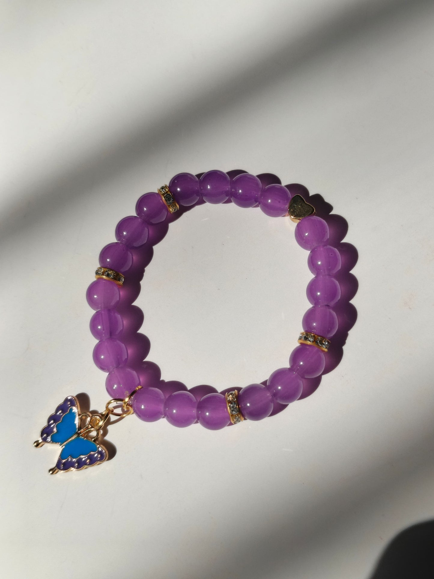 Amethyst Glow Butterfly Beaded Bracelet