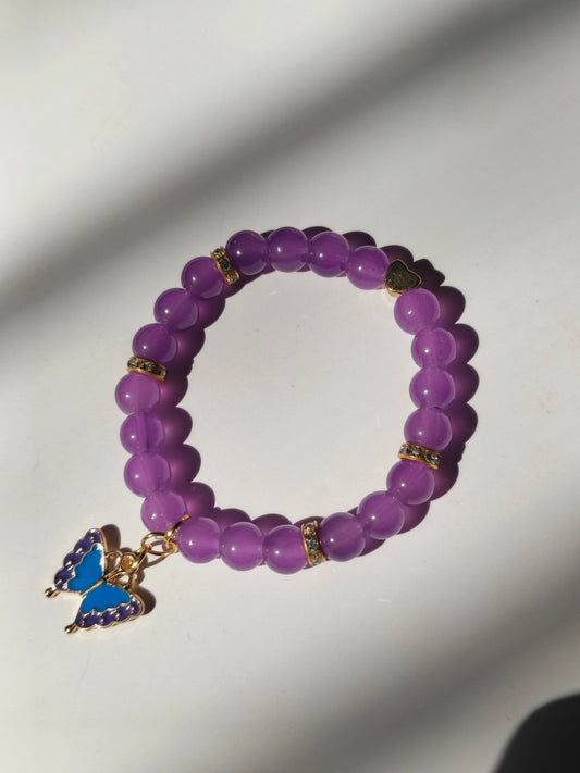 Amethyst Glow Butterfly Beaded Bracelet