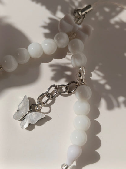 White Butterfly Charm Phone Lanyard