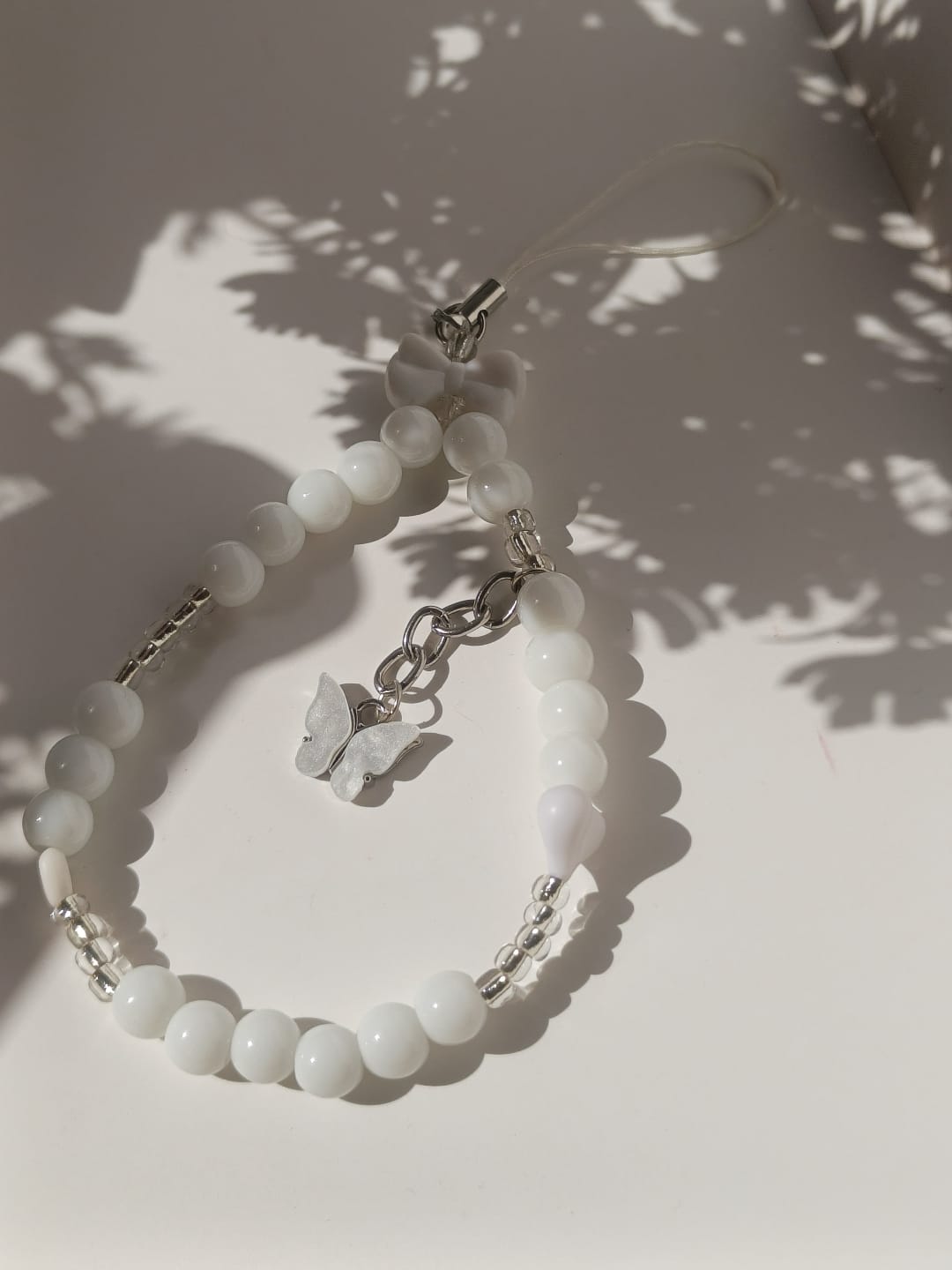 White Butterfly Charm Phone Lanyard