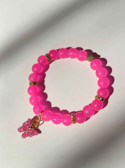 Pink butterfly charm bracelet