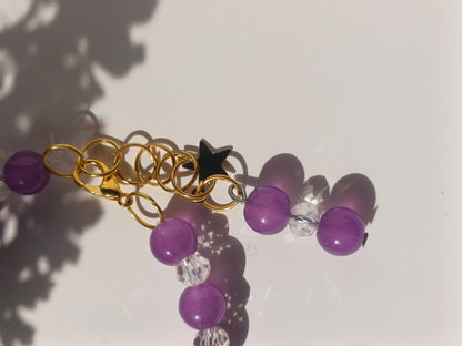 Purple white bow Beaded Bracelet